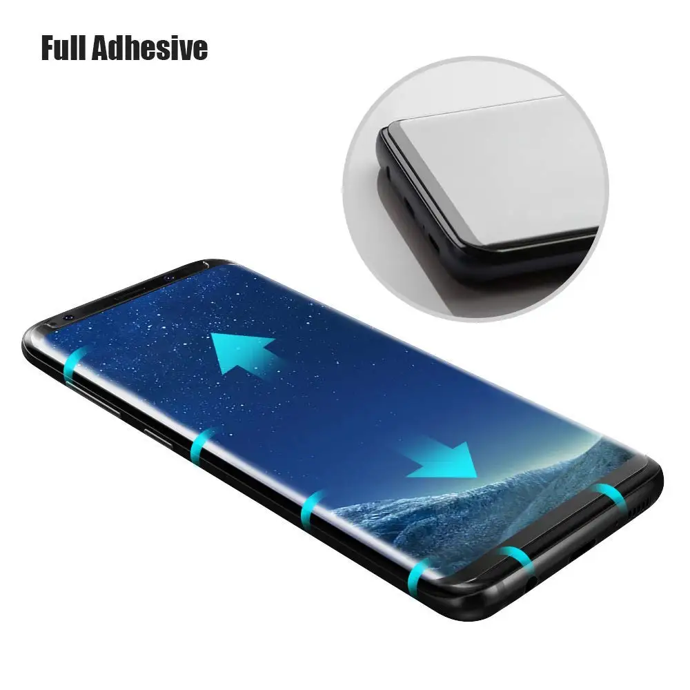 3D Curved Clear Case Friendly Tempered Glass For SAMSUNG S9  Screen Protector For Galaxy s9 S8+ Note 8 side glue