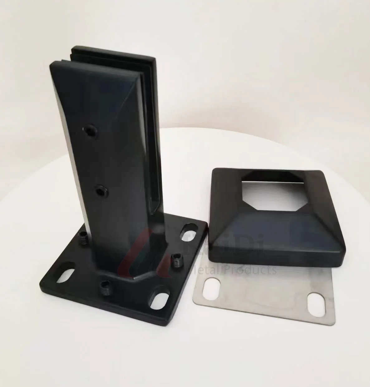 Matt black adjustable face fixed glass spigot clamp for stairs railing pool fence balcony