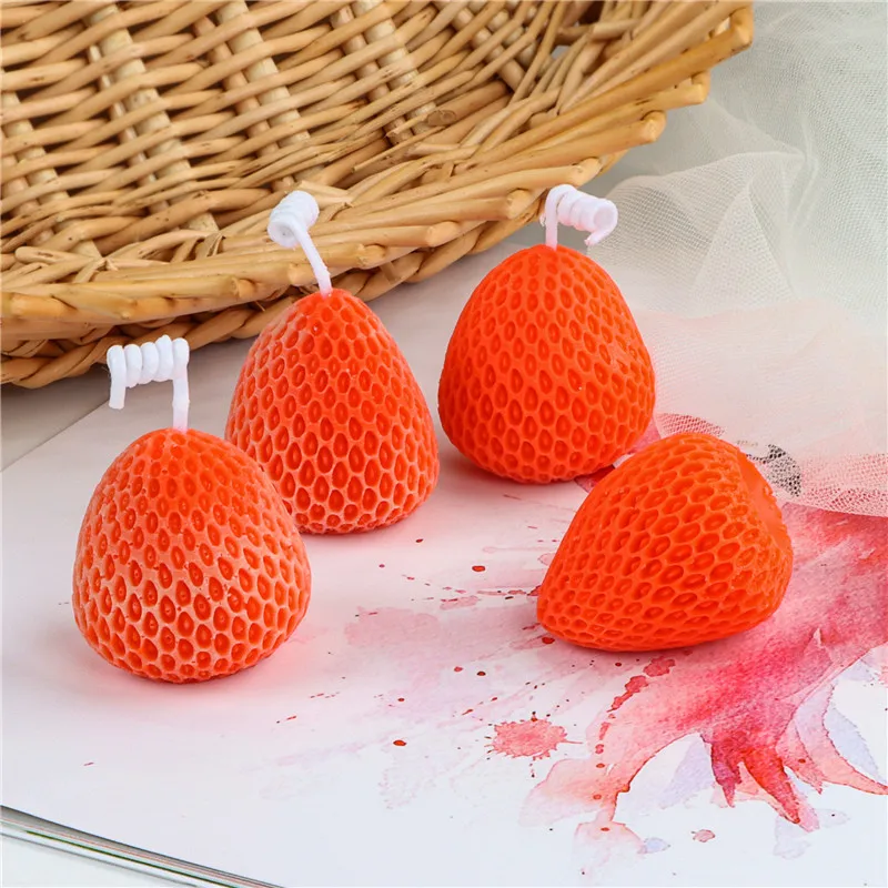 Fusimai Strawberry Orange Mangosteen Avocado Pumpkin Mould Wedding Party Atmosphere ScentedSilicone Fruit Candle Molds