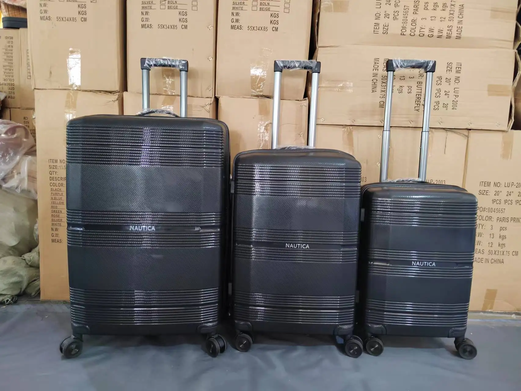 Bojun Wholesale luggage set  pp high quality factory suitcase TSA lock double wheel trolley suitcase 3 PCS / SET  20 24 28