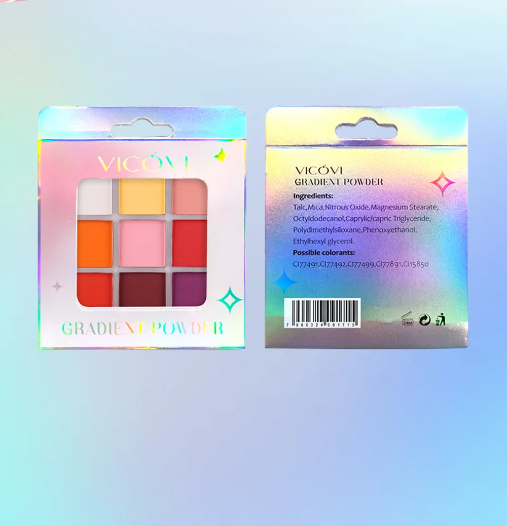 9-grids set beautiful gradient color nail pigment powder solid nail acrylic powder  for nails