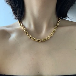 Hot Sales Stainless Steel 2MM 3MM 4MM 5MM 6MM Gold Plated Rope Chains Twist Chain Gold Chunky Rope Chain Necklace For Men Women