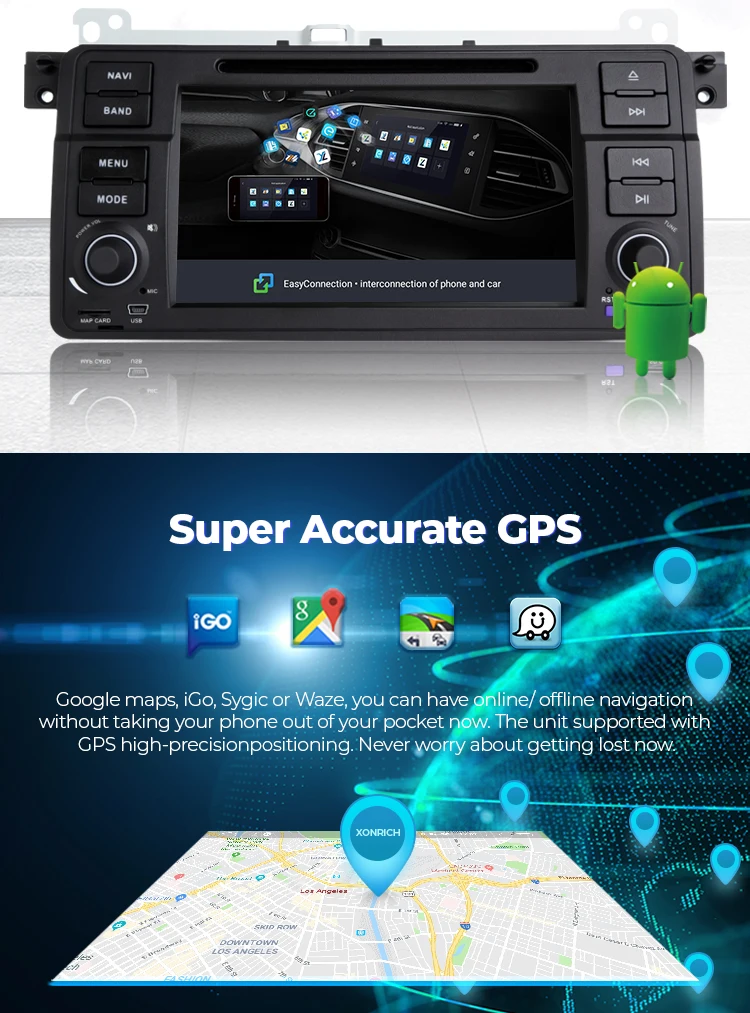 Ismall 7inch Carplay Android Radio Touch Screen for BMW 3 Series E46 323ci 325ci 330ci 318i 328i 330xi M3 1999-2004