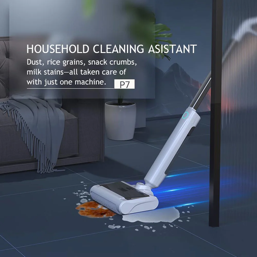 Hikins P7 Handheld Cordless Electric Mop Sweep and Wash Hard Floor Cleaner