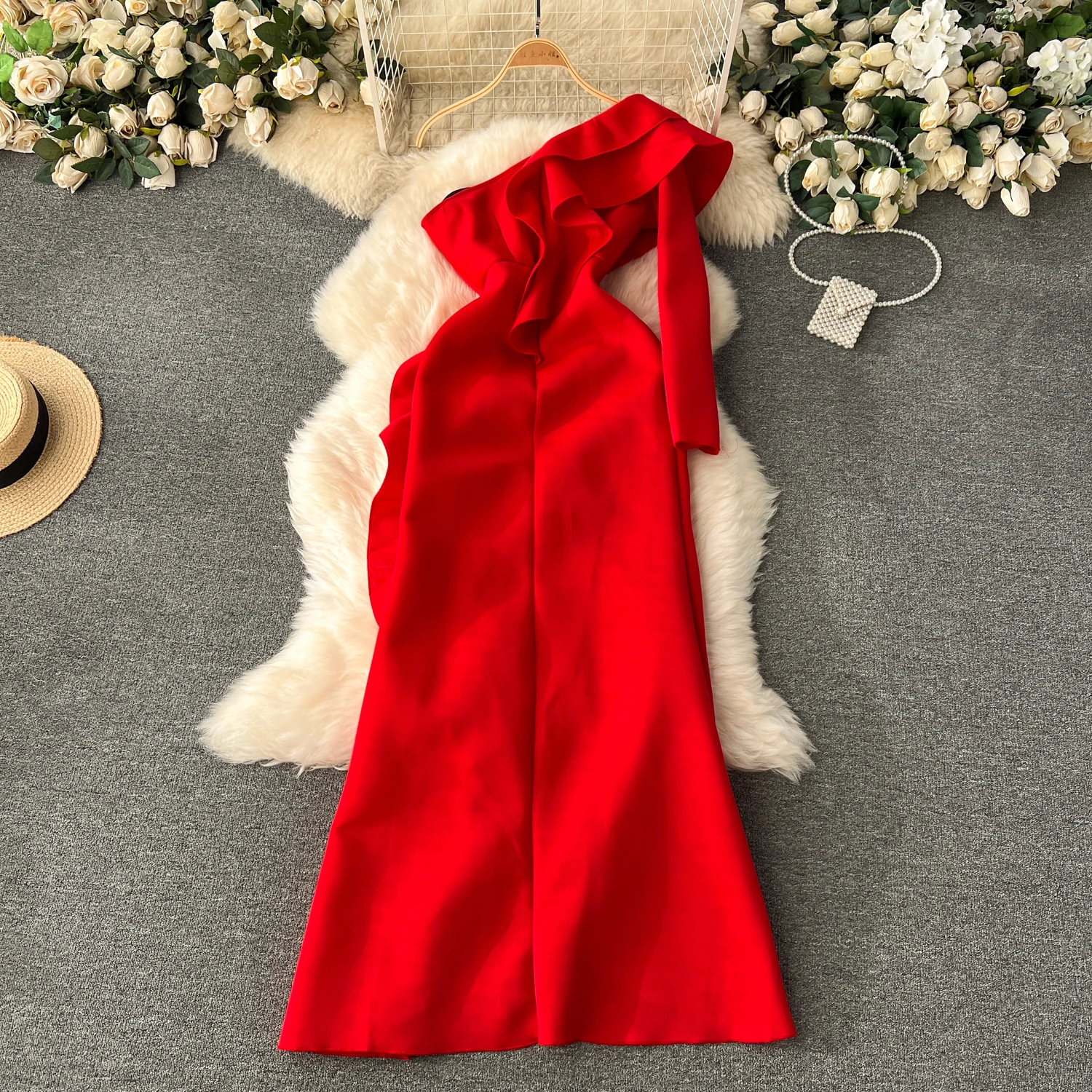 Plus Size High Quality American Style Midi Dress For Women Empire Ruffled Lace Vestidos Ladies Evening Dresses Clothes Women