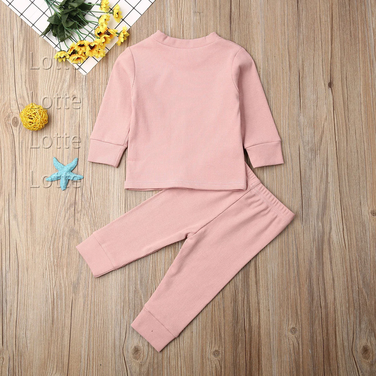 Lotte Toddler Kids Baby Girl Boy Knitted Cotton Sets Fall Clothes Long Sleeve T Shirts+Pants Solid Outfits Baby Tracksuits 0-24M