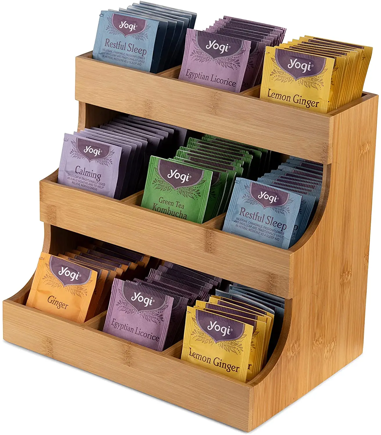 Home Office Cafe Wooden Tea Storage Box Bamboo Tea Bag Holder