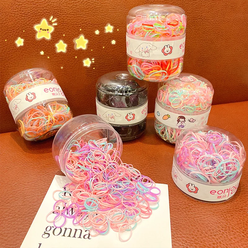 Hot selling elastic hair tie 600pcs each pack small colorful summer hair style decoration kids hair ties