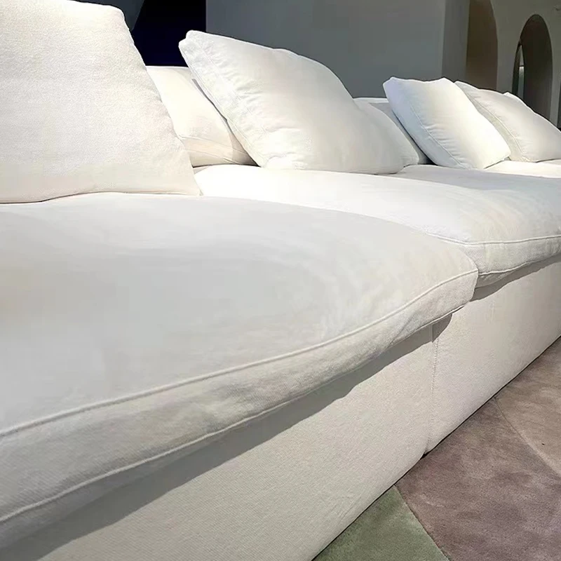 Auxford furniture sectional White fabric sofa and couch living room set cloud l shaped couches