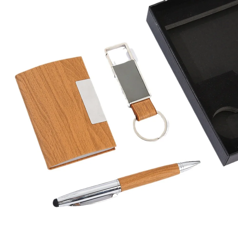 2025 New Product Luxury Cheap Business Card Holder Pen Keychain Company Promotional Corporate Gifts Set