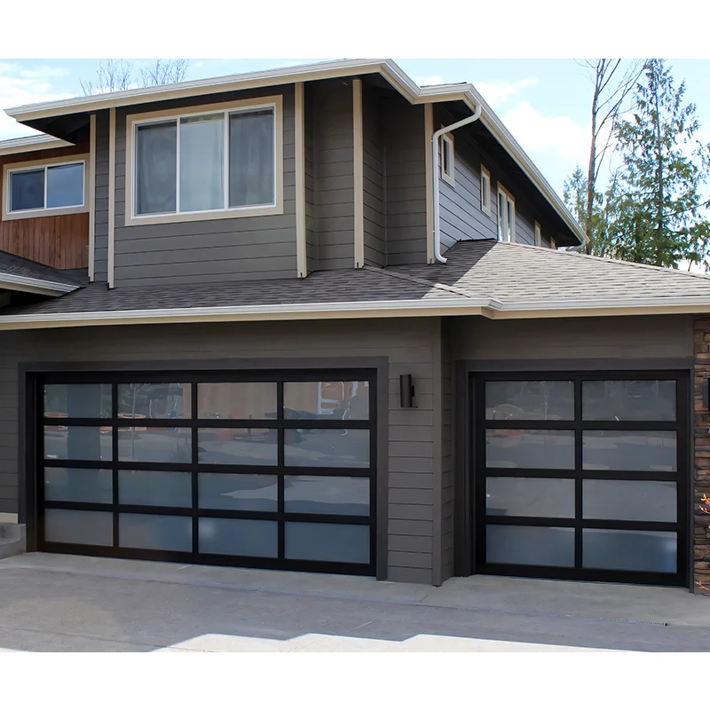 Hihaus custom modern automatic sectional double glass garage door aluminum