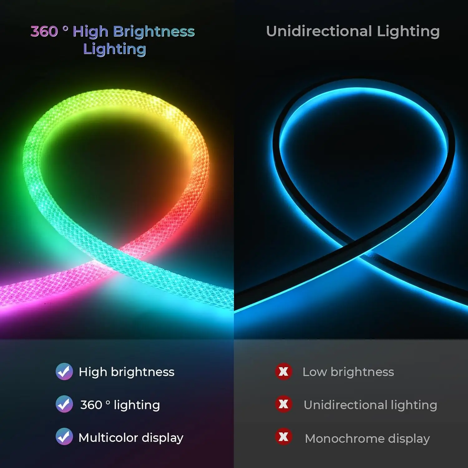 Factory Outdoor Color Changing Waterproof Christmas Smart Strip Light Party Flexible RGB Neon Rope Light Led Neon Strip Light