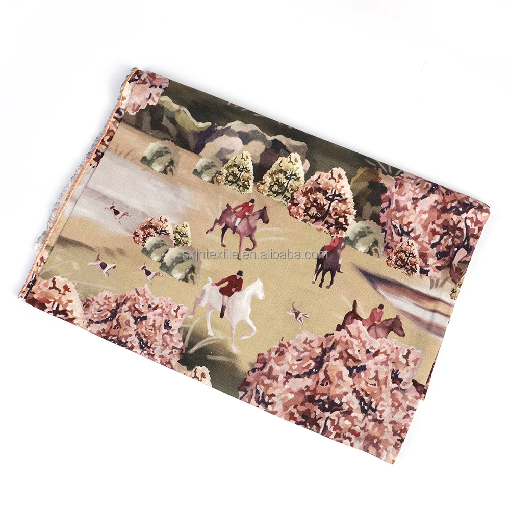 No MOQ Custom Digital printed cotton linen blended fabric