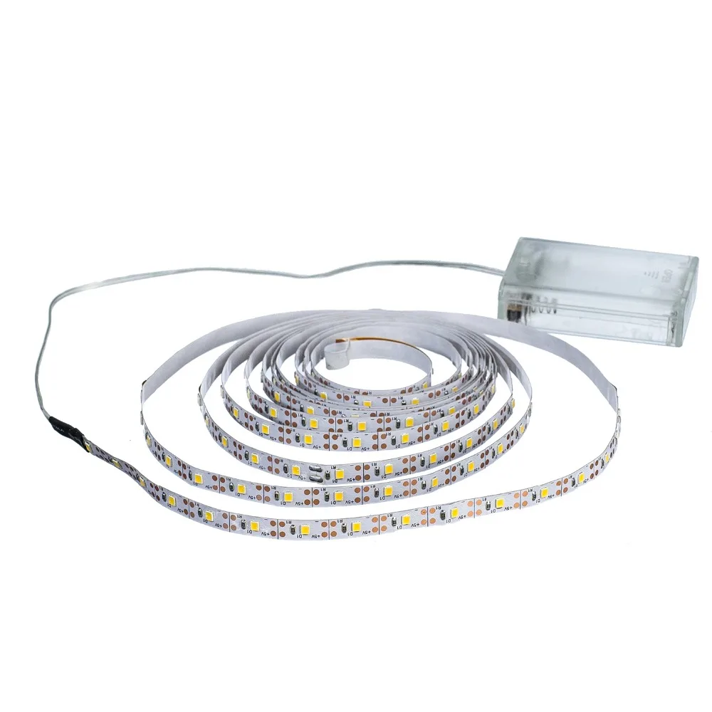  Светодиодная лента SMD3528 2835 для украшения дома питание от 3 батареек AA 50 см 1 м 2 4 5 холодный белый и теплый
