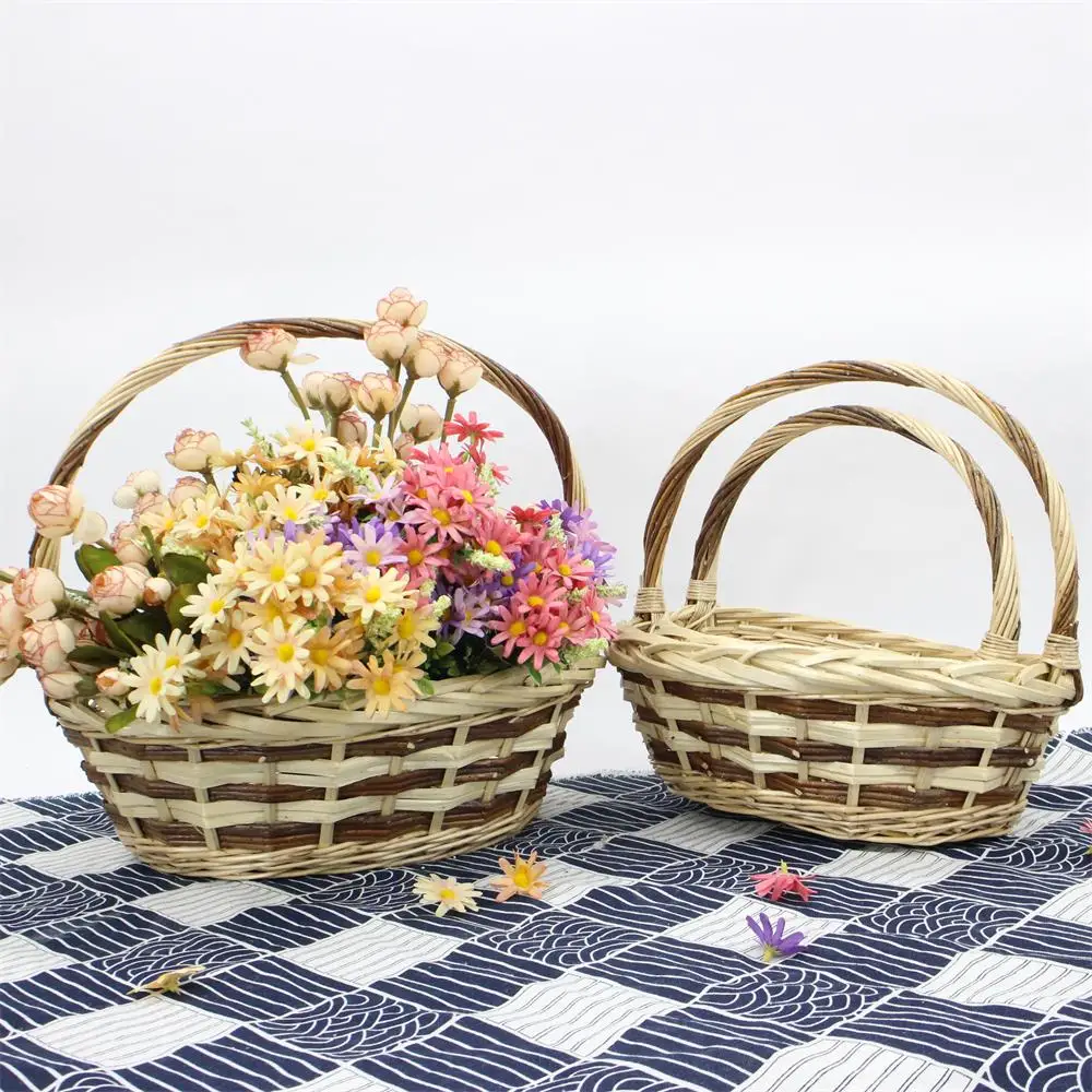 Popular promotional Wholesale unique gift empty decorate wicker craft basket for storage