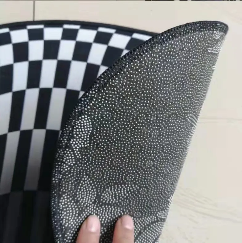 Square customize size illusion rug black and white geometric  kitchen carpet vortex trippy 3d for decoration living room door