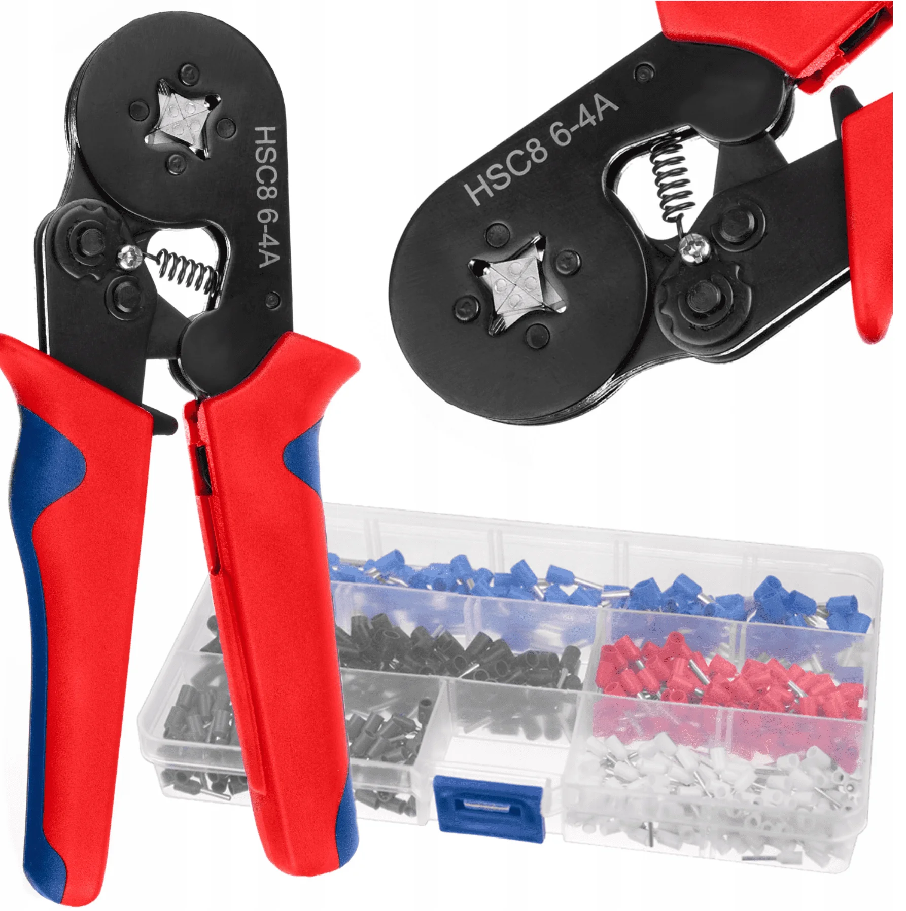 Crimping Plier 23-7AWG 0.25-10mm Quadrilateral Ratcheting Ferrule Crimping Tool Crimper for Wire Terminals