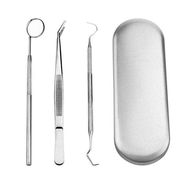 3 Pcs Oral Dental Tools Kits Dental Needle Mirror Stainless Steel Travel Dental Tool Set