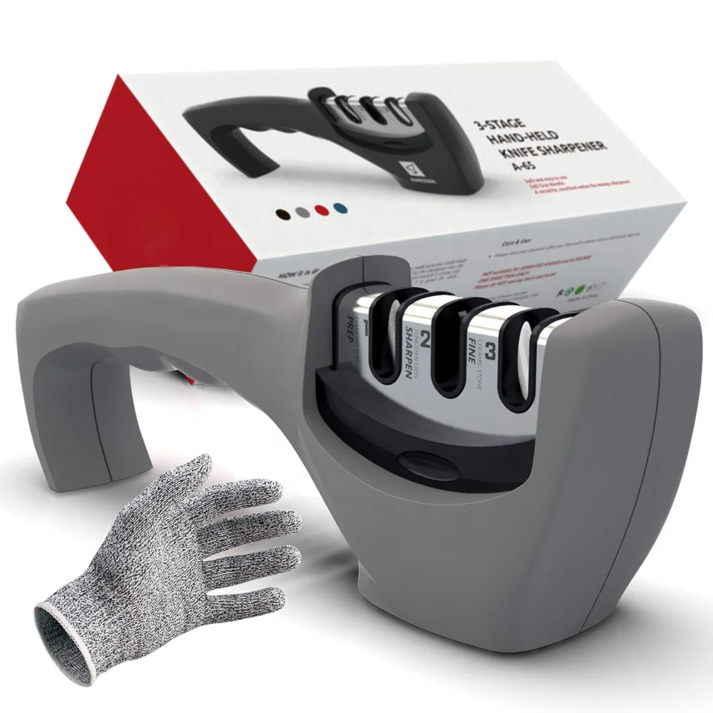 Hot selling 3 stage knife sharpening tool stainless steel kitchen knife sharpener knife sharpener