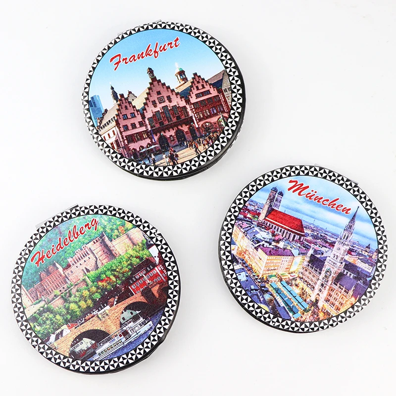 Germany Travel Folding PU Leather Beauty Double Mirror Handheld Pocket Cosmetic Compact Makeup Mirrors