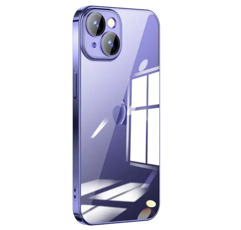 dark purple dust screen case PC hard shell Electroplated lens film mobile phone case for apple iphone 12 14