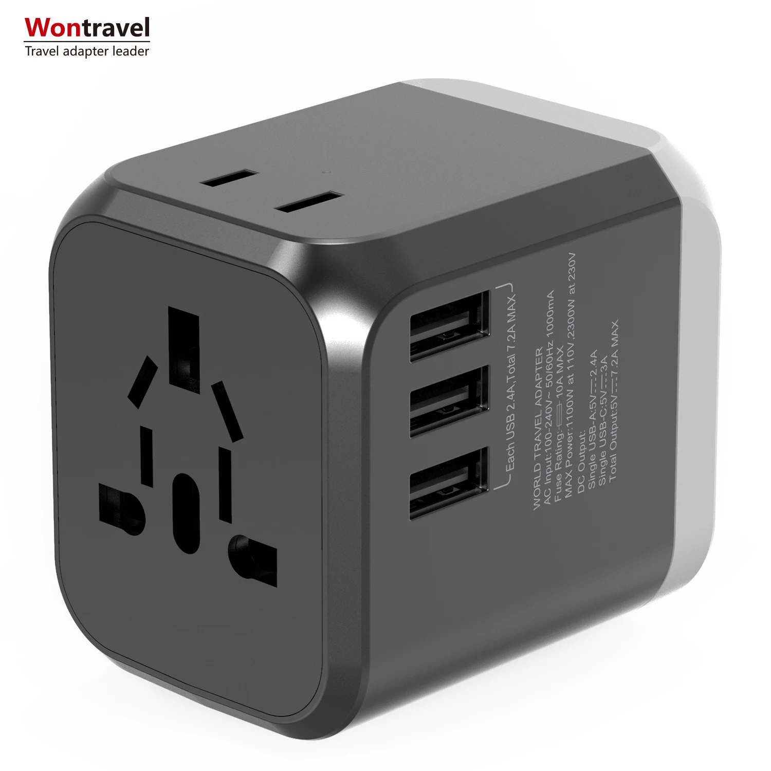 Travel quick charging adapter 3usb dual type c multi port AU EU US UK all in one universal charger