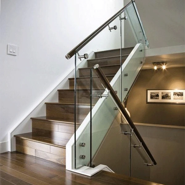 Modern Home Floating Stairs Decoration staircase design wooden treads fixing with 12mm Glass Railing