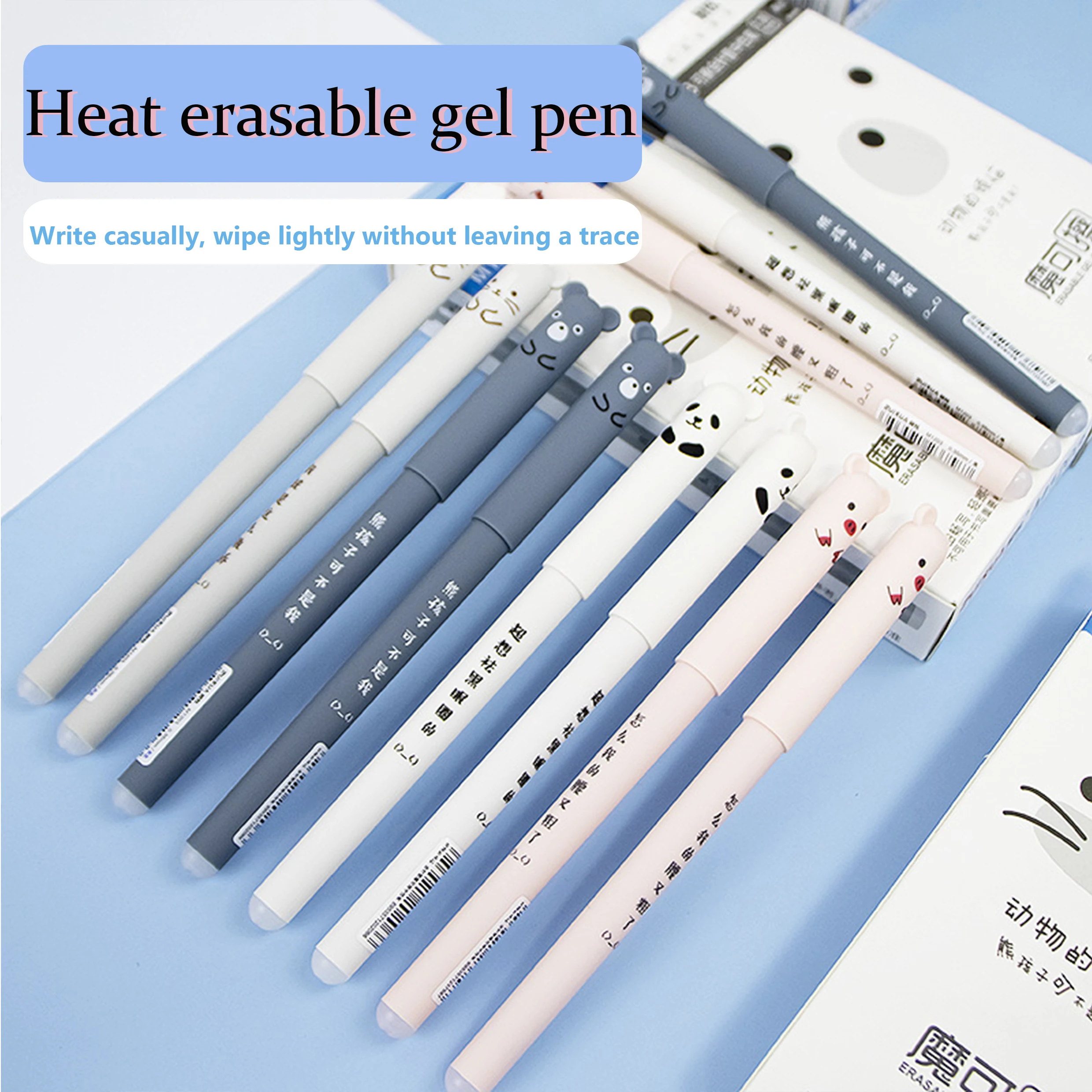 chinese gel pen cartoon black blue white gel pen refills morandi erasable luxury cartoon creative needle tip gel pens