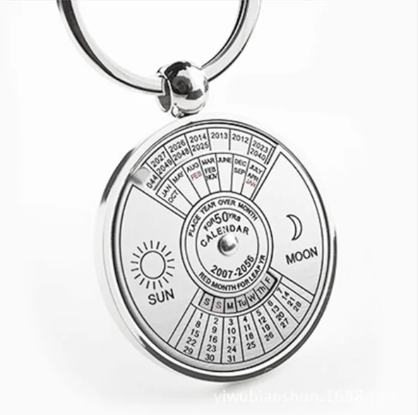 Personalized perpetual 50 years calendar keychain