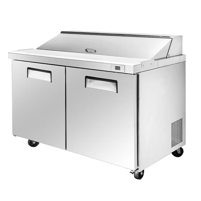 Fridge Commercial Refrigeration Equipment Two Doors Under Counter Fridge Stainless Steel Salad Table