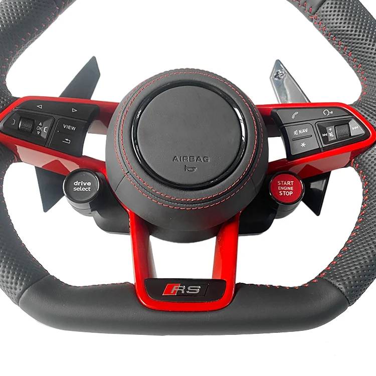 Custom Sports Style Carbon Fiber Steering Wheel for Audi Models R8 TT A1 A3 A4 A5 A6 A7 A8 Q5 Q7 TTRS with Real Leather Material