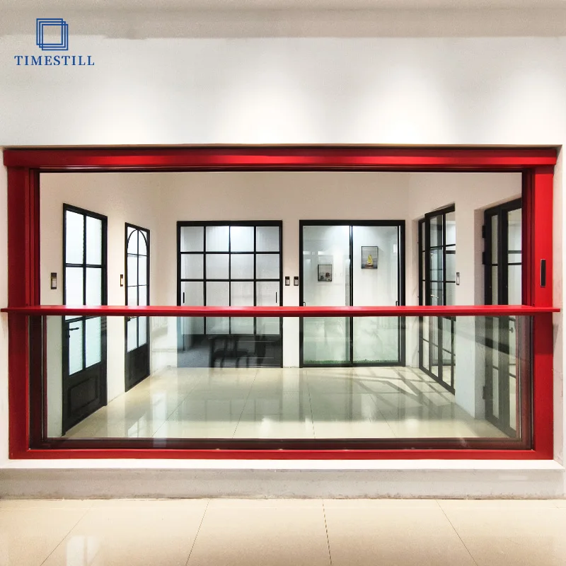Modern Minimalism Automatic Aluminum Frame Motorized Upward Vertical Sliding Window For villas