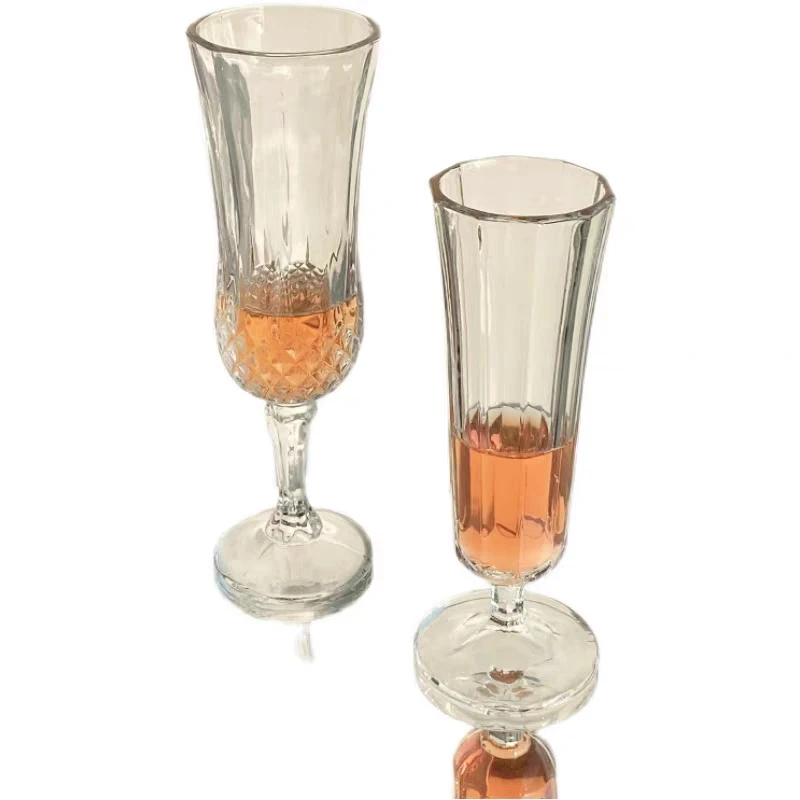 Wholesale Cheap Champagne Glass Juice Cup Fancy Clear Engraved Wine Glasses