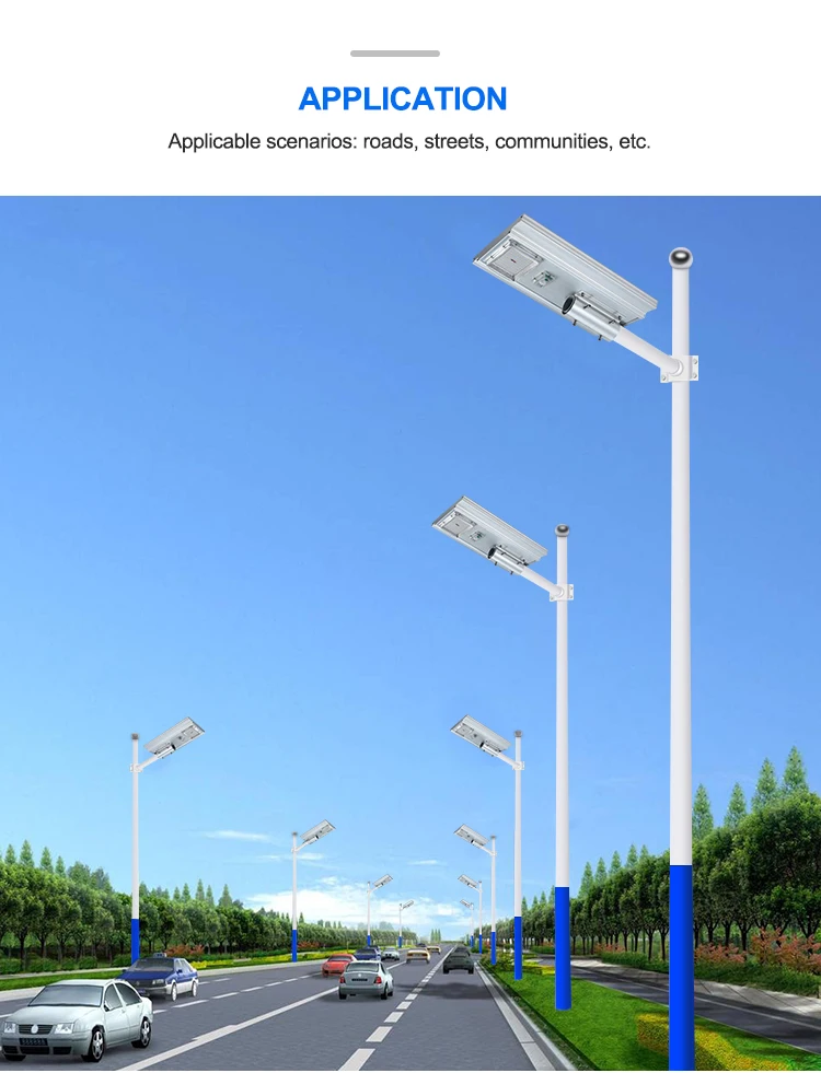 Outdoor Solar Panel Road Streetlight Ip65 30w 60w 90w Integrated All in One Led Solar Street Light