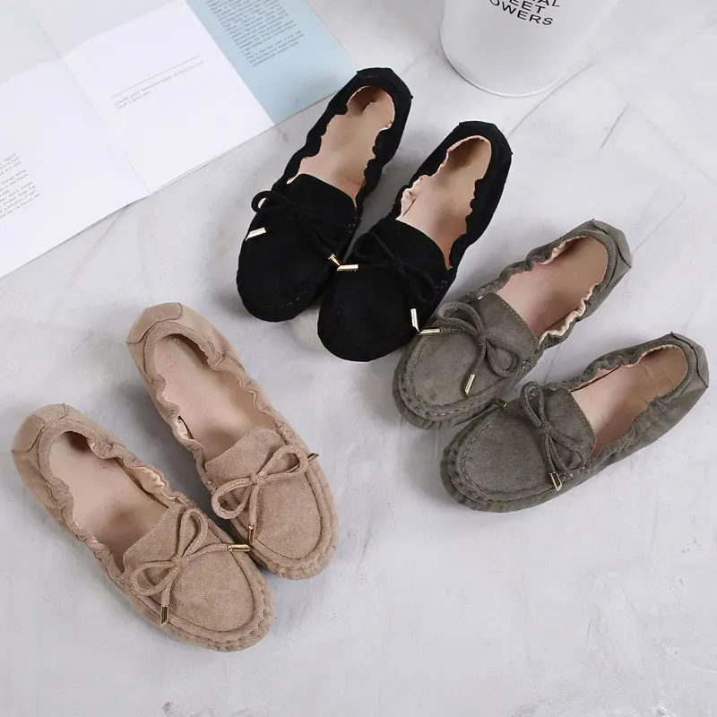 Xinzirain Custom Large Size Winter Warm Suede Moccasin Slippers Flat Slip-On Snow Loafers Mules for Women