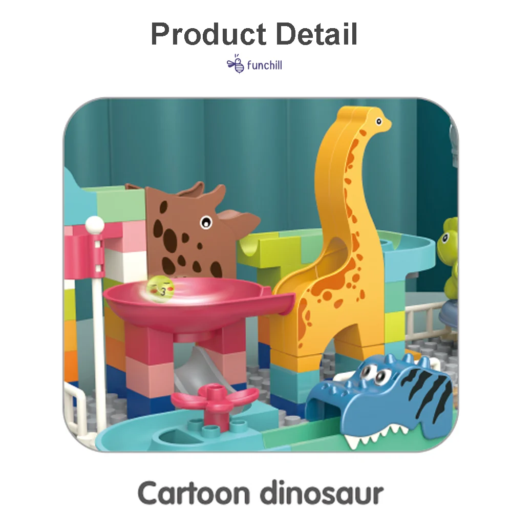 77PCS Track Maze Game Assembly Models Toys Pirate Ship Sliding Rolling Ball Marble Race for Kids