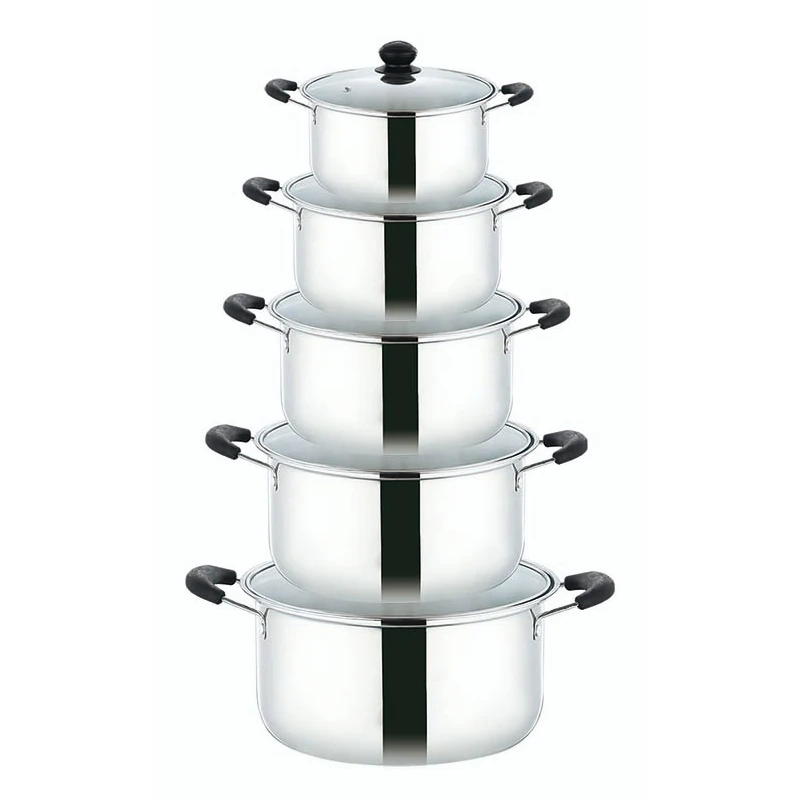 Wholesale Southeast Asian stainless steel cookware Pot baja tanpa beku soup pot Sopa palayok kitchenware pot set