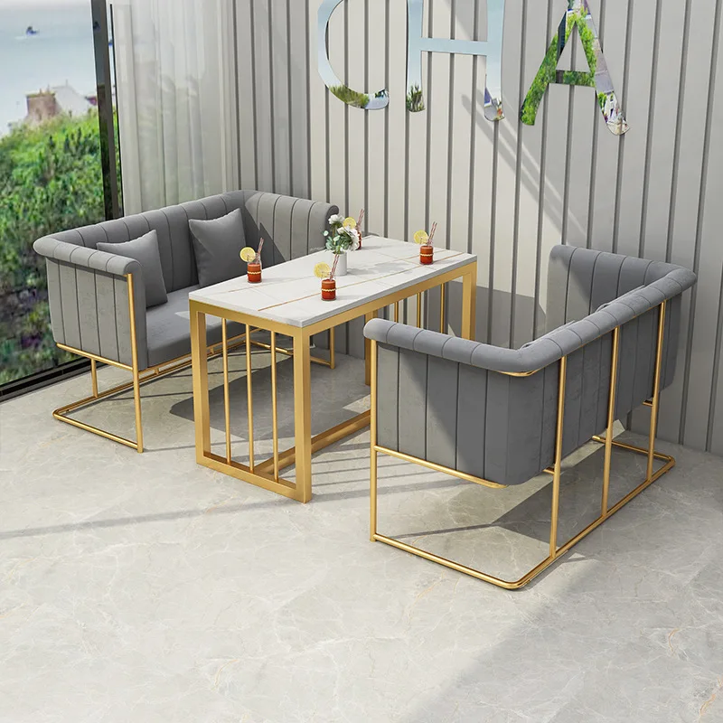 Coffee Shop Double Deck Sofa Leisure Nordic Light Luxury Sales Department Hotel Negotiation Reception Restaurant Table And Chair