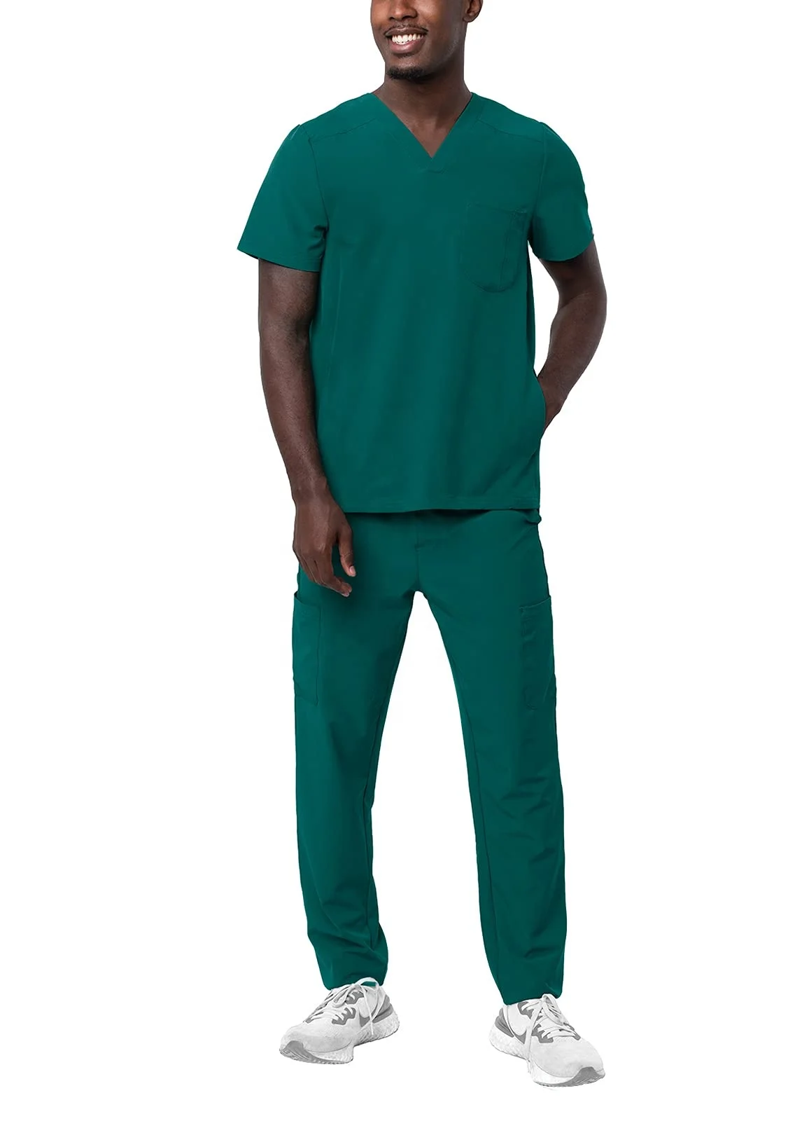 new style hospital scrubs sets nurse uniform Unisex ultrasoft drop neck scrub top uniform tealgreen spandex scrub uniforms