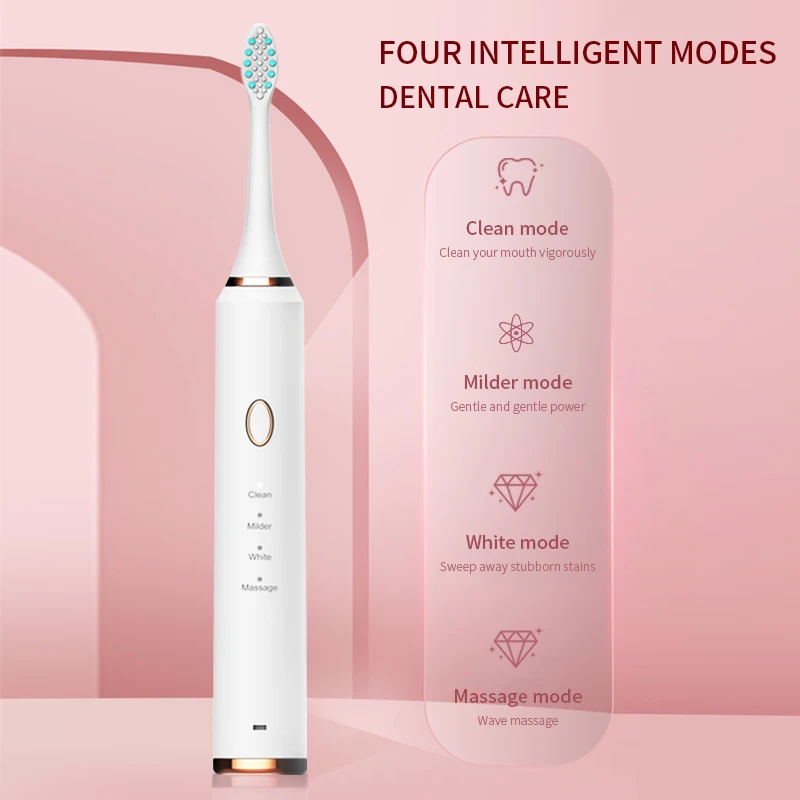  Chinese Internet celebrity electric toothbrush with OEM color two head ultrasonic vibration USB