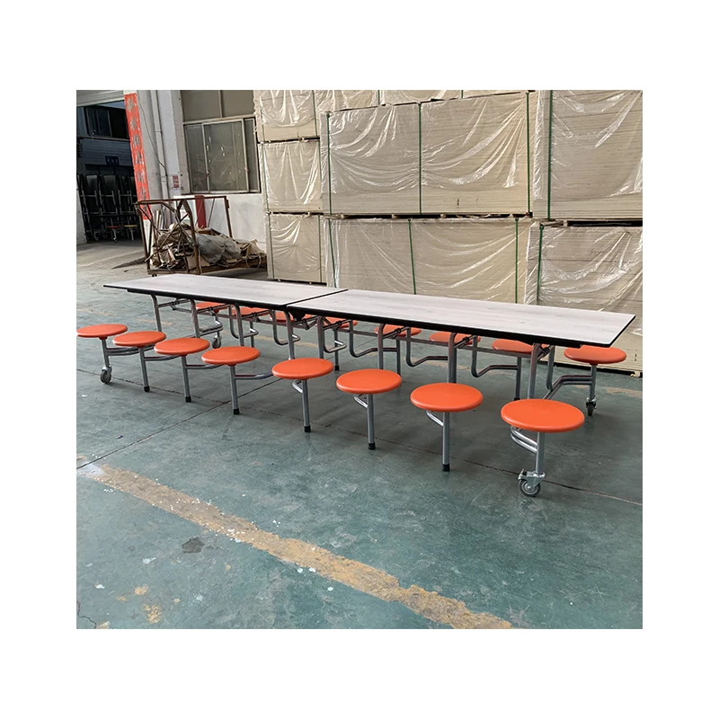 Movable Folding Canteen Dining Table with Wheels