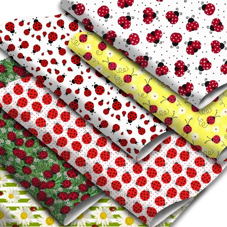 Животное с принтом «божья коровка» из искусственной кожи листы Синтетическая кожа нетканый рулон ткани-30x140 см для изготовления своими руками самодельное проектов банты волосов