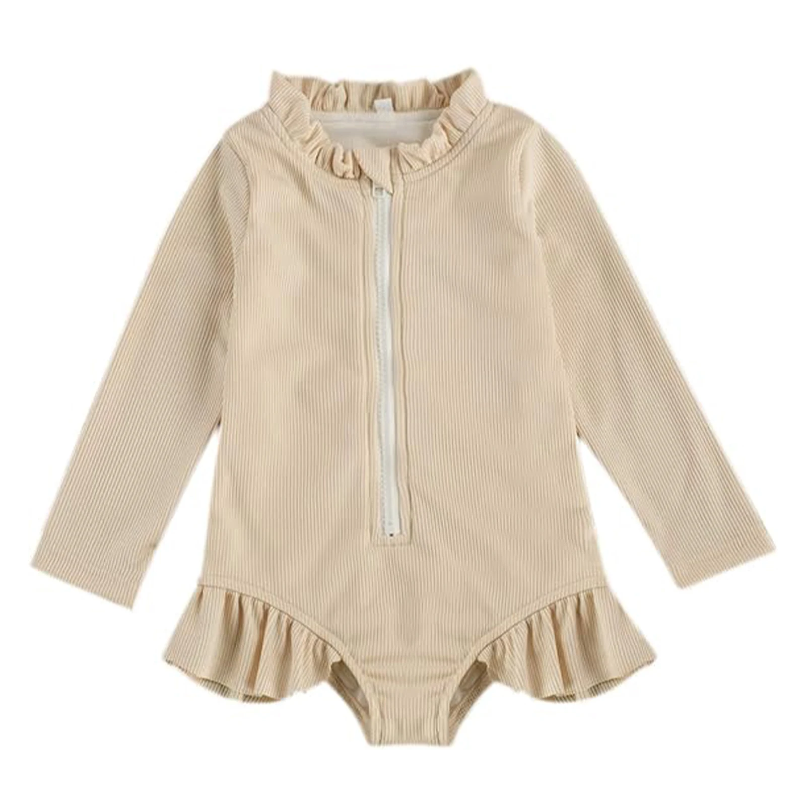 Custom Girls Quick Dry Swimsuit Kids One Piece Swimwear Ruffle Edge Bathing Suit Summer Beach Bikini Swimwear Beachwear
