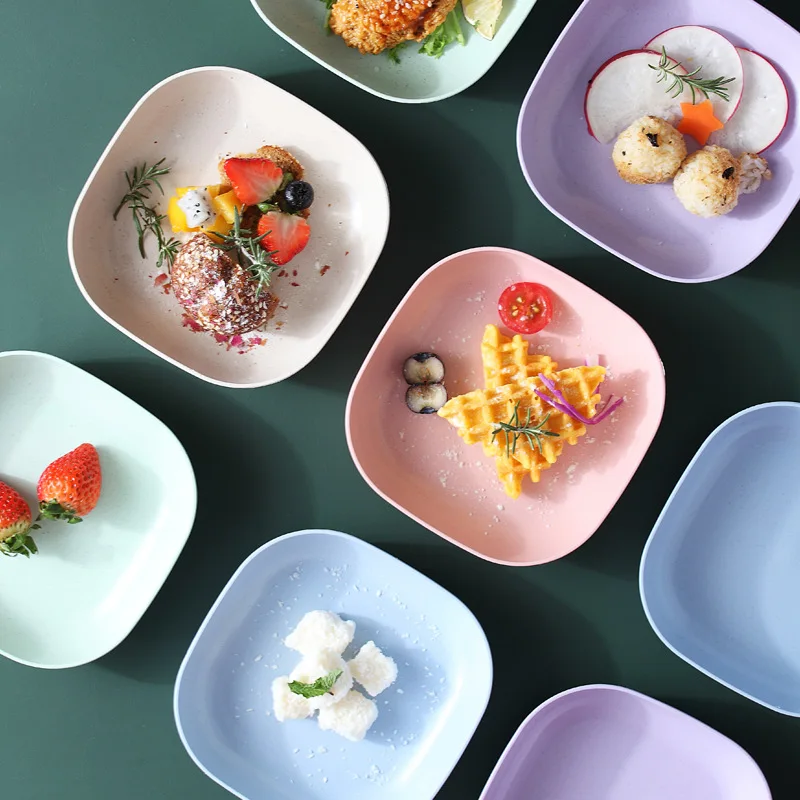 OKSILICONE Spit Bone Wheat Square Plate Bone Fruit Plate Snack Melon Seeds Plate Dried Fruit Tray Snack Dish