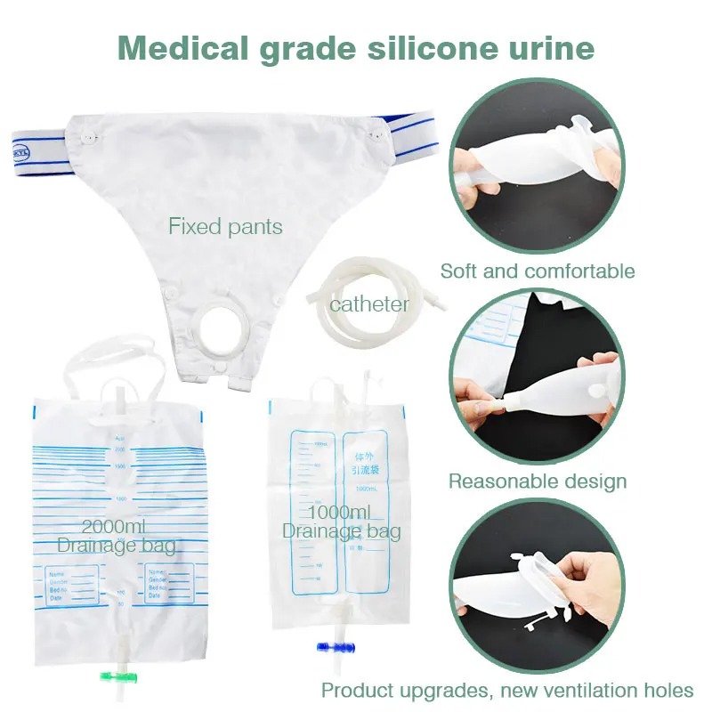 Medical Silicone Urine Collector Bedridden Patient Urinary Incontinence With Urination Catheter Urine Bag Men Women