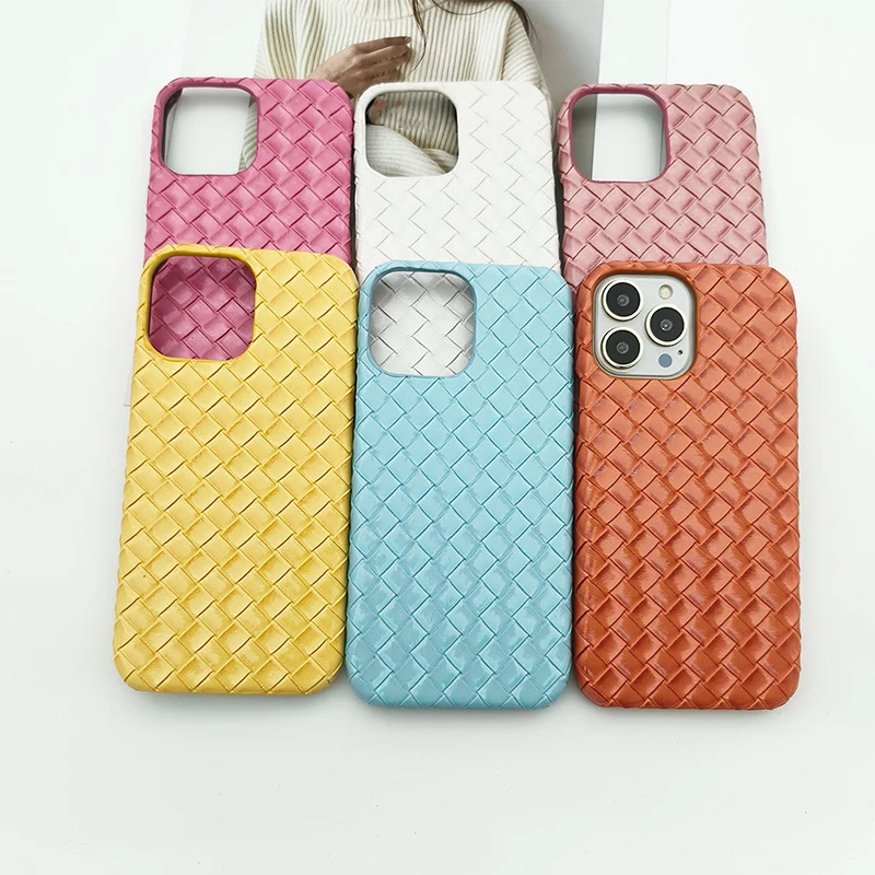 Luxury phone For Iphone 11 12 13 14 15 pro max Tpu Phone Case Pattern Braided Woven Mobile Phone Case Cover For Iphone