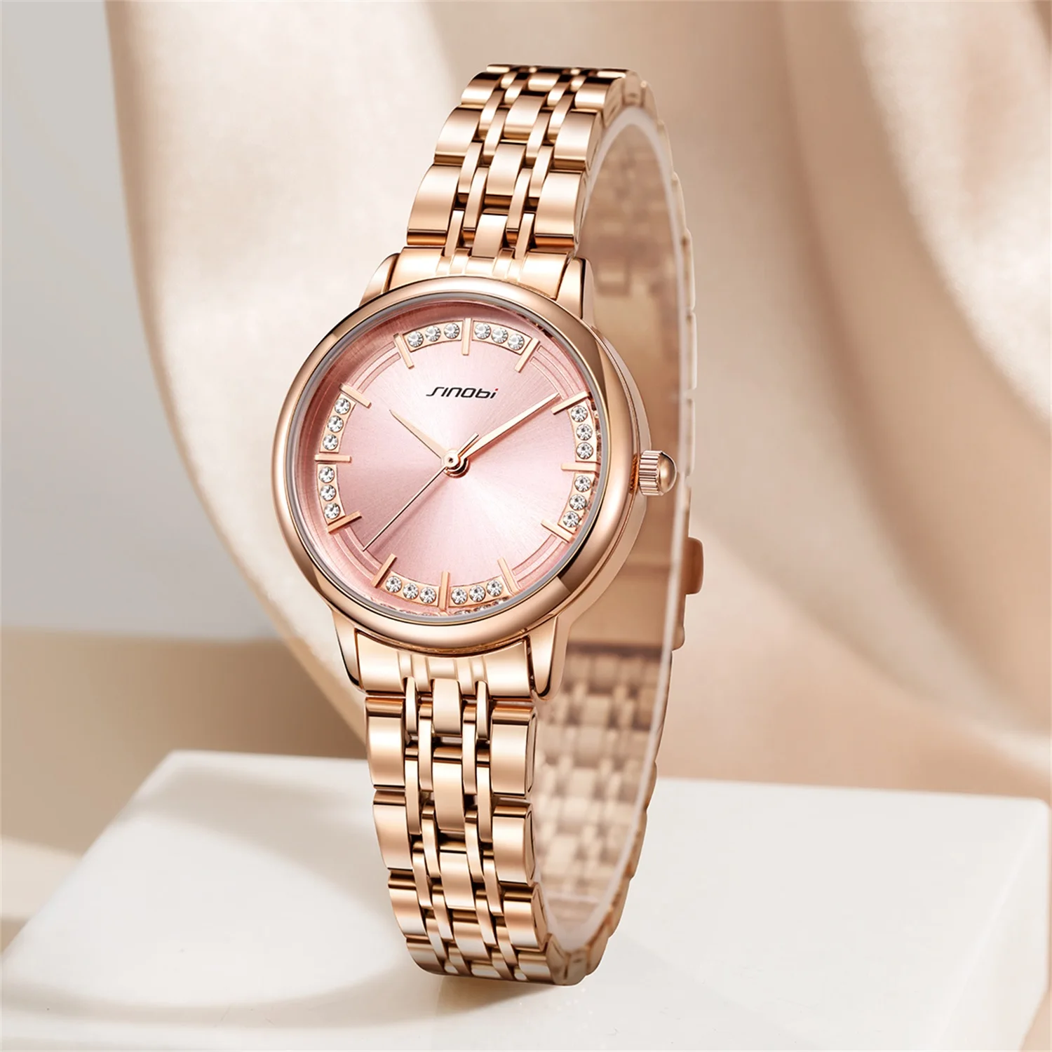 Hot Sale Luxury Ladies Watches Mosinite diamonds pink Dial  wristwatch Fashion Woman Watch For Regalos Mujer