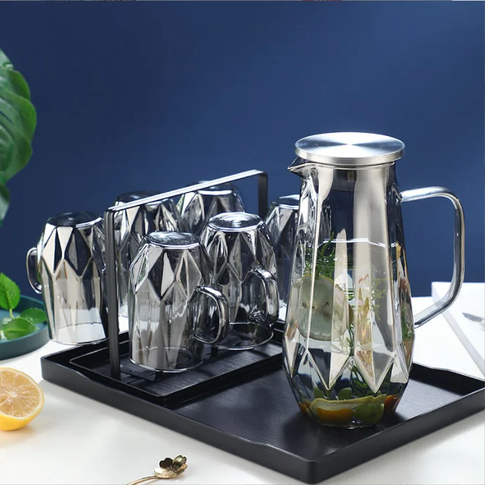 Quality Ion Plating Drinking Set Glass Pitcher Water Jug With Cup