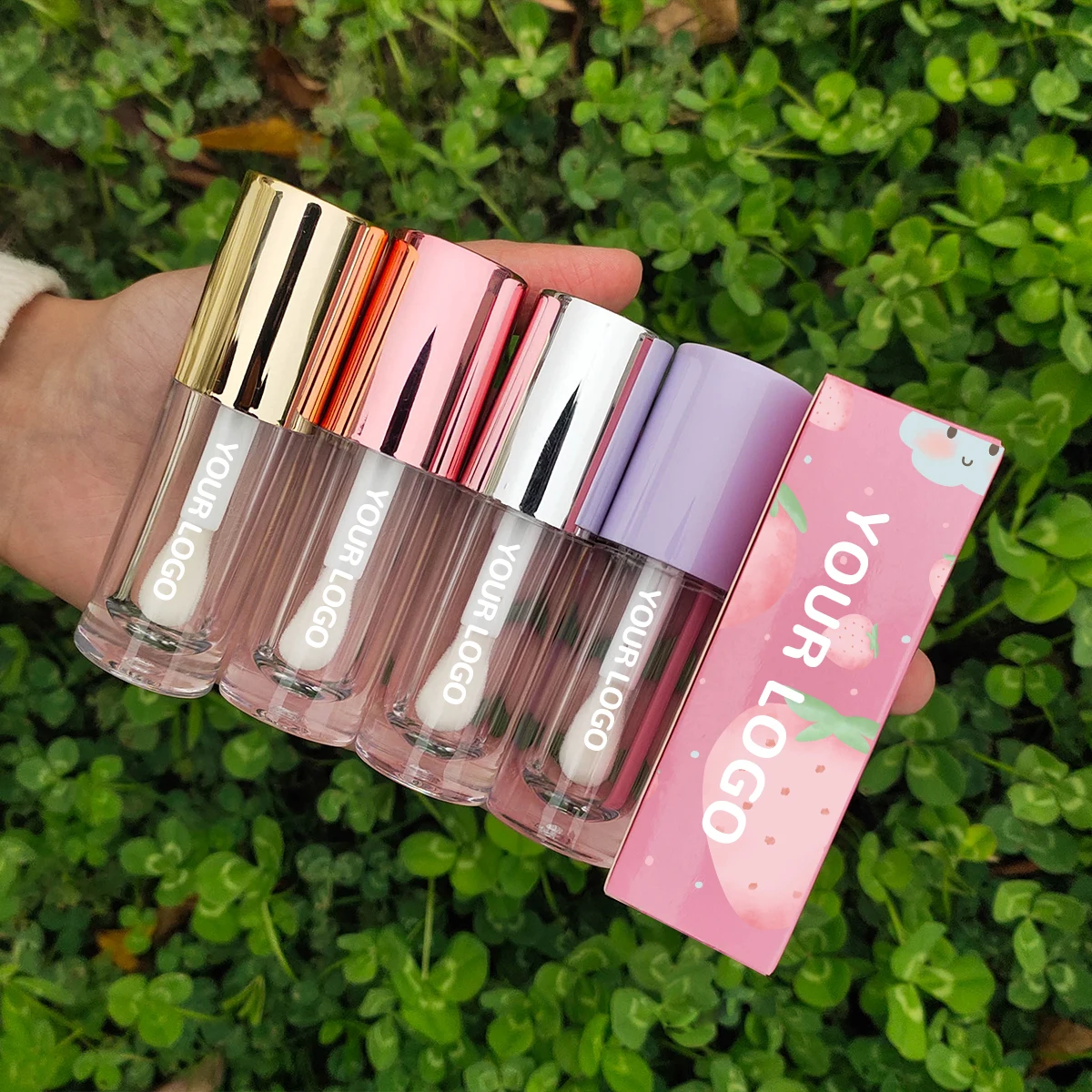 Low MOQ Pink Round Custom Logo Lip Gloss Tubes Packaging Empty 6ml Clear With Big Brush