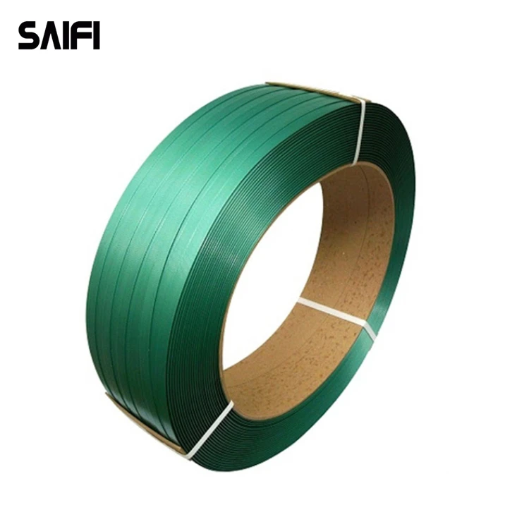 Manual tools use green embossed PET strap polyester pet strapping roll for brick pallet industry